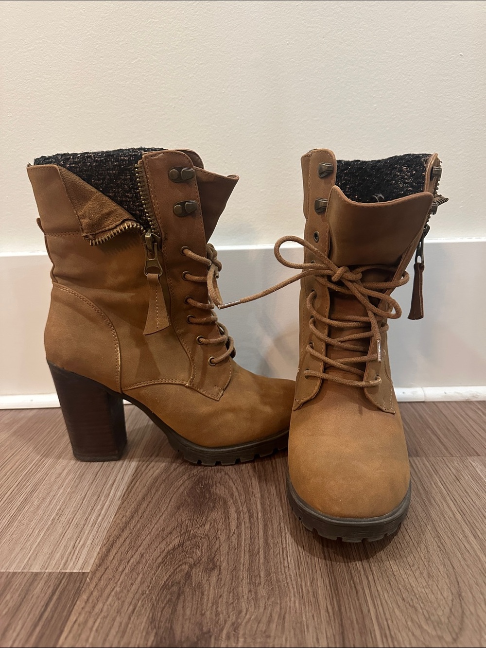 Call It Spring Women's Lace-Up Heeled Ankle Boots - Brown